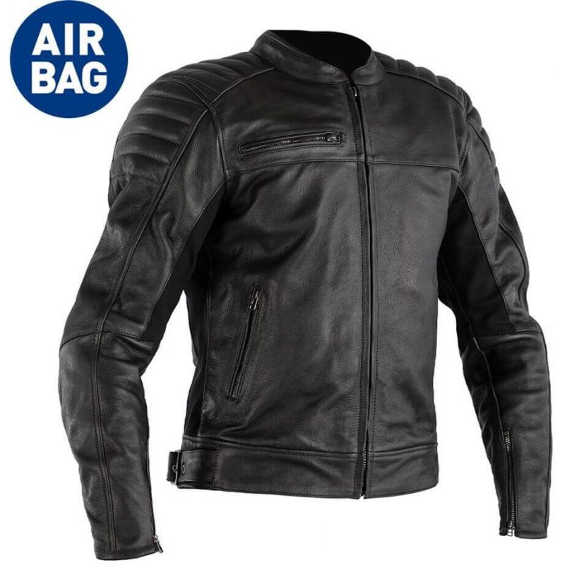 RST Fusion Airbag Leather Jacket Black Worldwide Shipping