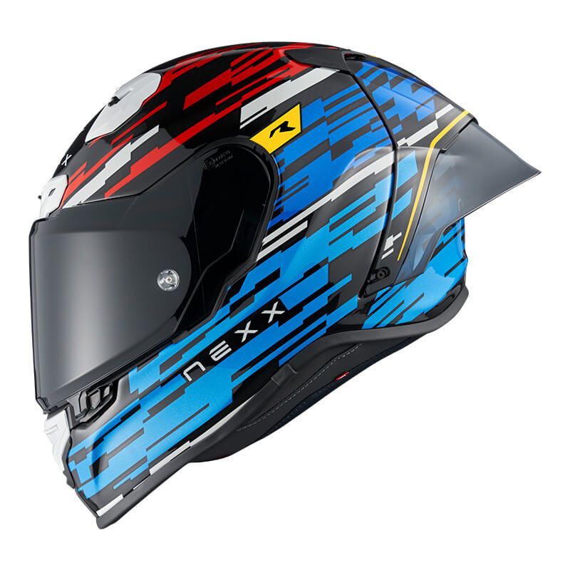 NEXX X.R3R Glitch Racer Blue/Red - Worldwide Shipping!